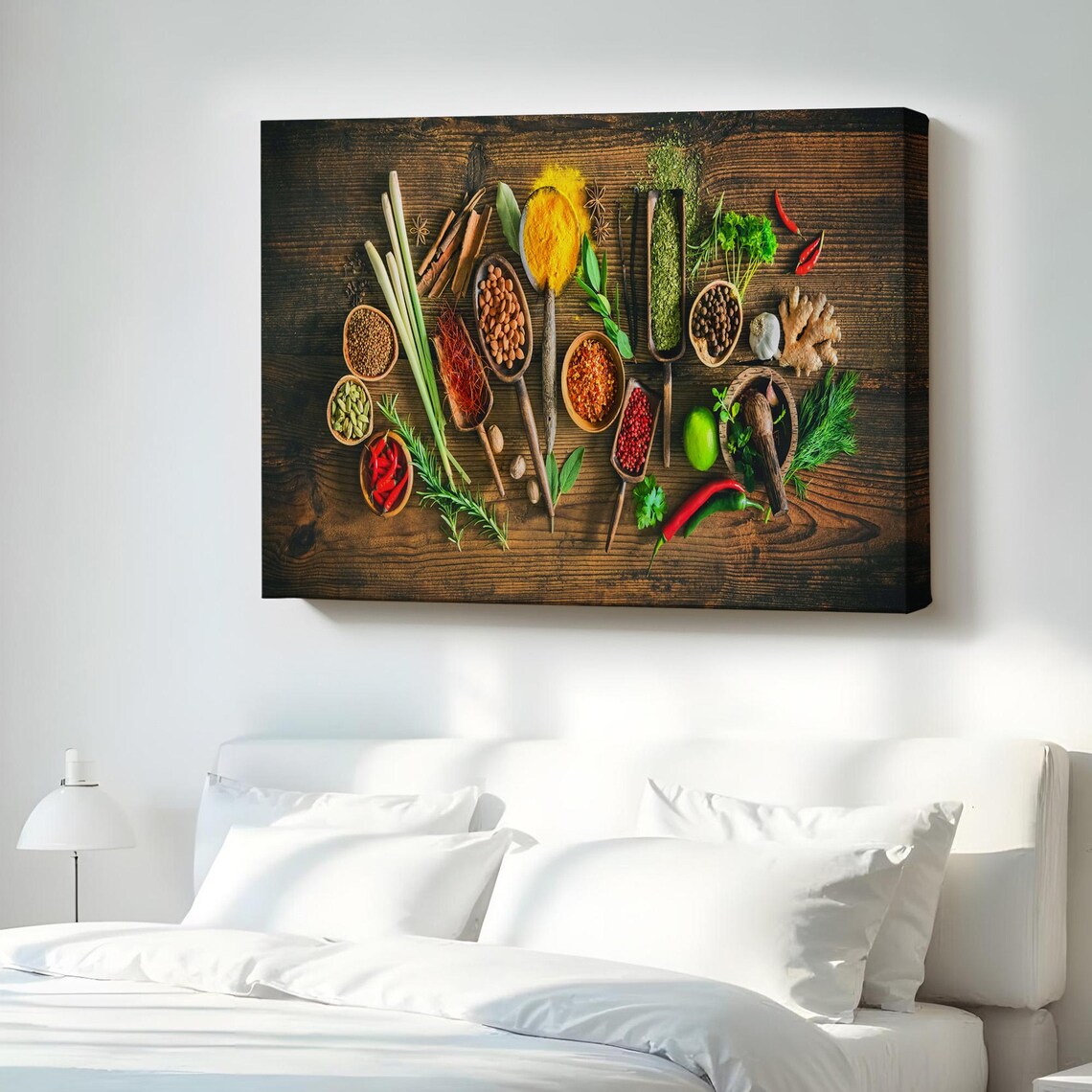 Rustic Spice Flat Lay Wooden Spoons Herbs Kitchen Food Photography Poster