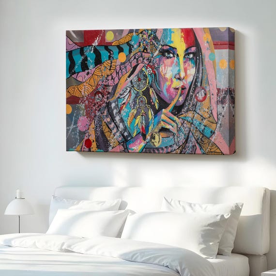 Protector Girl Portrait Oil Painting Look Decorative Canvas Wall Art Housewarming Gift Surreal Print Framed