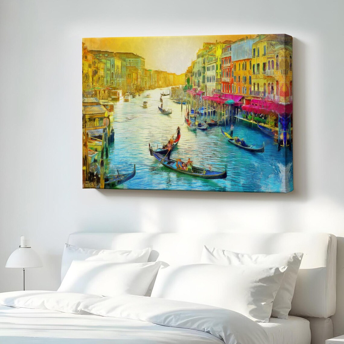 Venice Grand Canal Gondola Boats Oil Painting Italy Landmark Wall Art