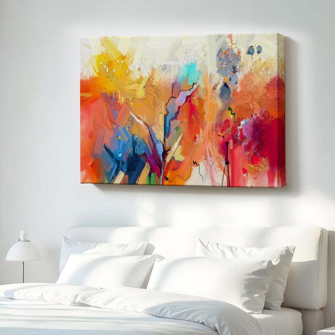 Colorful Abstract Brushstroke Oil Painting Modern Bold Canvas Art Print