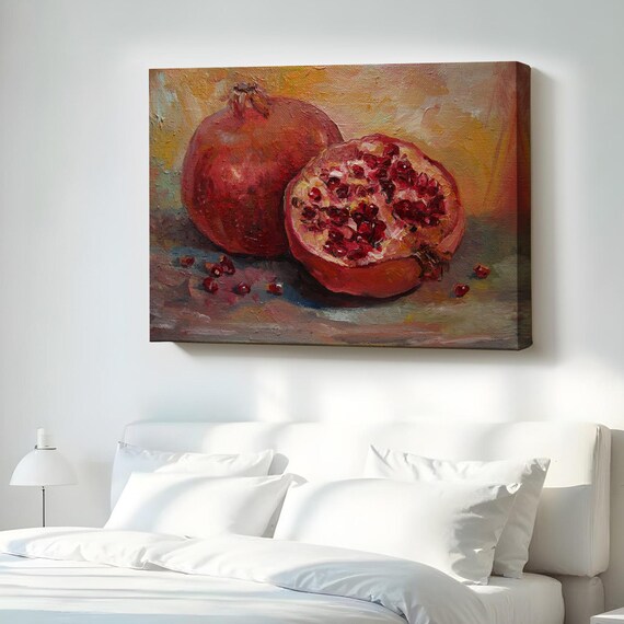 Pomegranate Still Life Classic Oil Painting Fruit Kitchen Wall Art