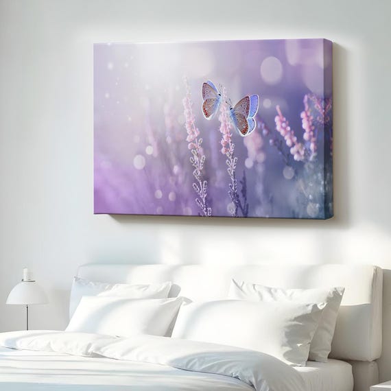 Elegant Butterflies On Lavender Flowers Decorative Canvas Wall Art Animal Modern Decor Housewarming Gifts