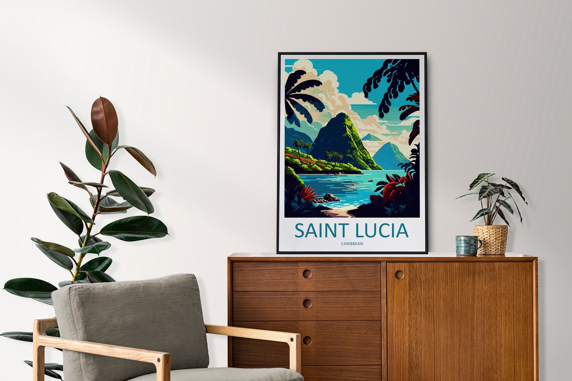 Saint Lucia Travel Poster, Caribbean Wall Art - Image 2