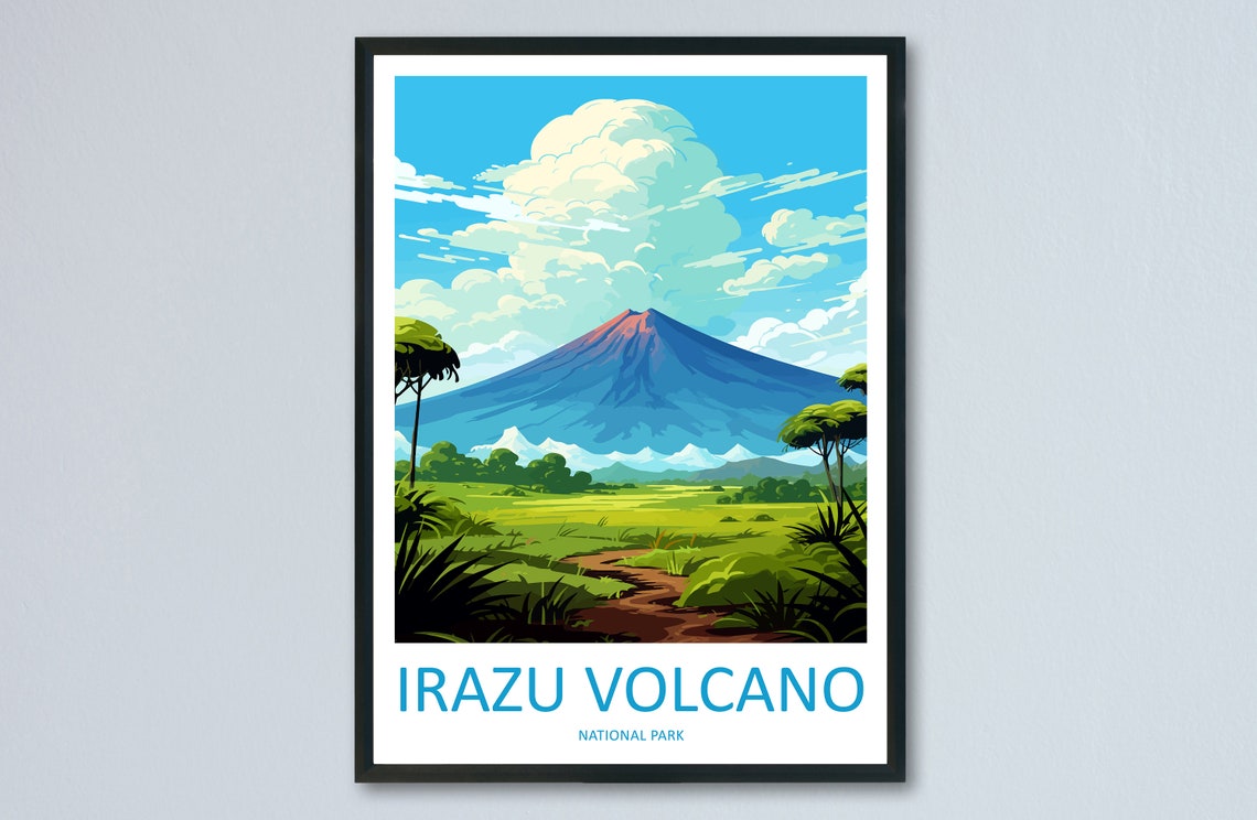 Irazu Volcano National Park Costa Rica Poster with Green Valley View