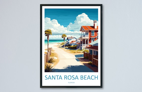 Santa Rosa Beach Travel Poster, Florida Wall Art