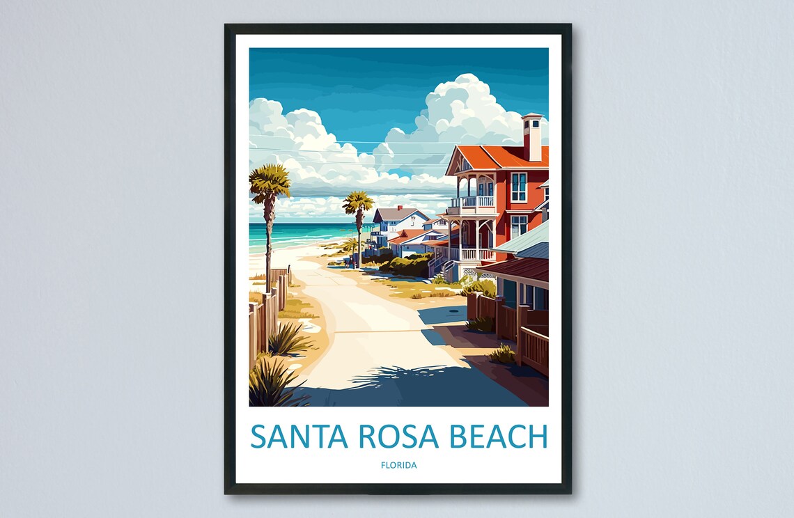 Santa Rosa Beach Travel Poster, Florida Wall Art