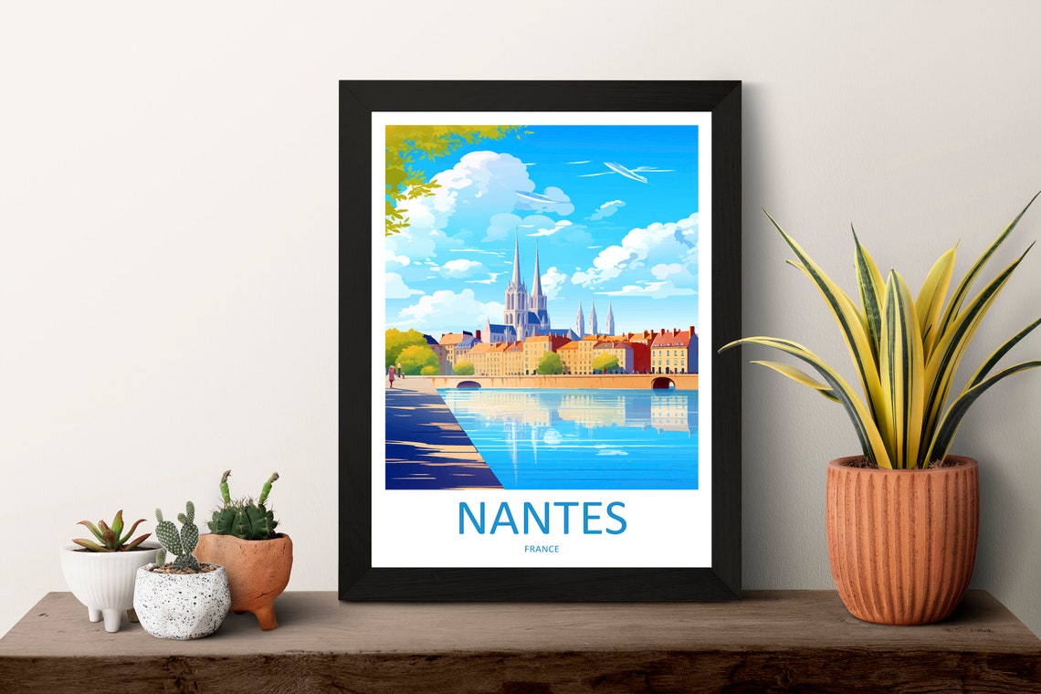 Nantes Travel Print Wall Art Nantes Wall Hanging Home Decoration Nantes Gift Art Lovers Wall Art Print Art Nantes Wall Hanging Art Poster - Image 3