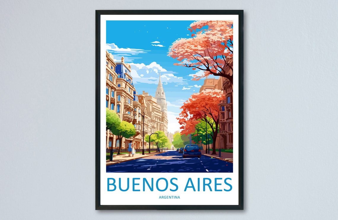 Buenos Aires Argentina Blooming Avenue Spring City Scene Poster