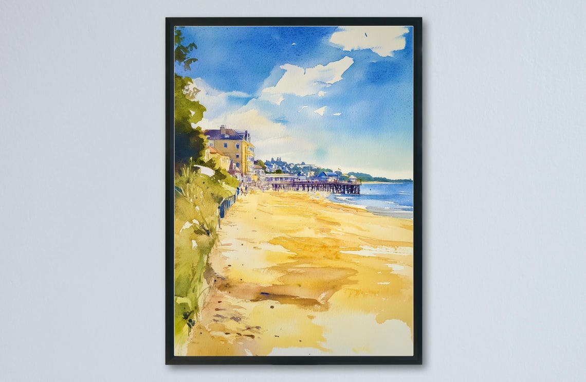 Paignton Beach Pier Sandy Seafront Devon Coast Summer Holiday Poster