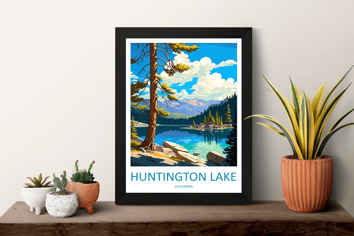 Huntington Lake Travel Print Wall Art Huntington Lake Wall Hanging Home Dcor Huntington Lake Gift Art Lovers California Art Lover Gift - Image 3