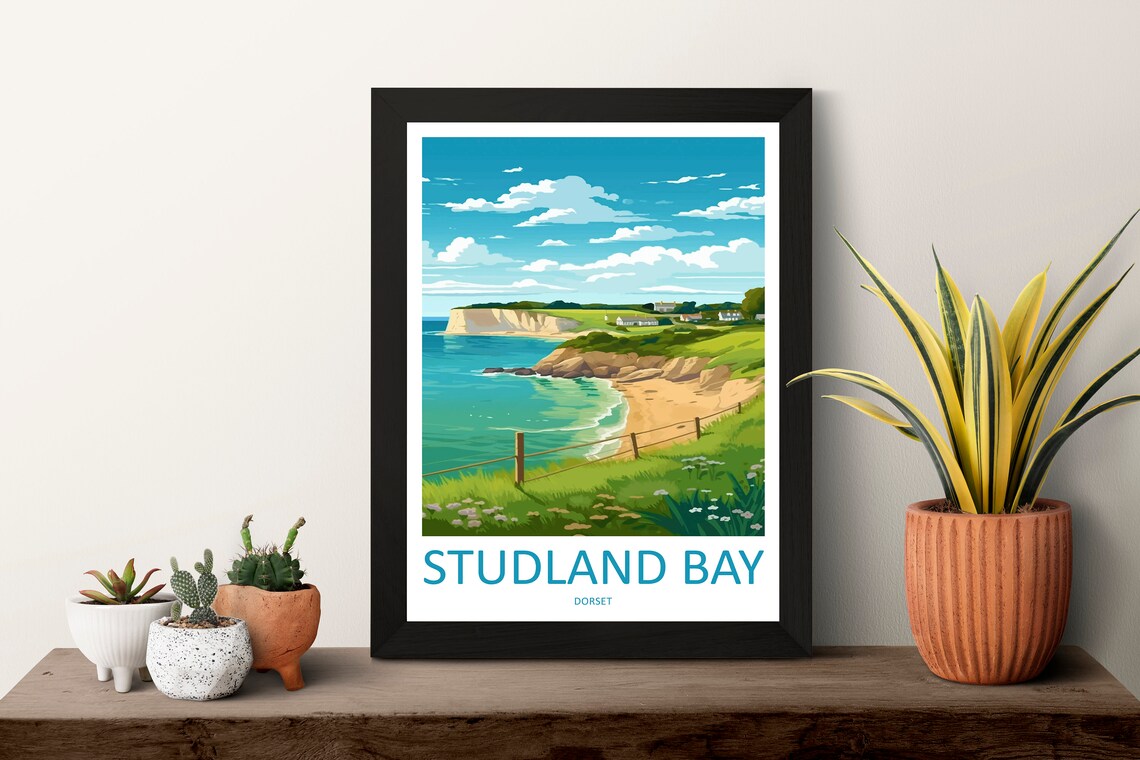Studland Bay Travel Poster, England Place Print - Image 3