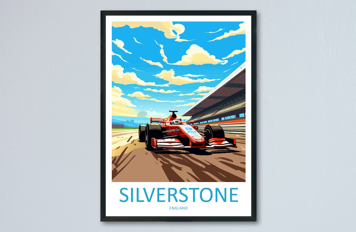 Silverstone Travel Poster, Motorsport Racing Print