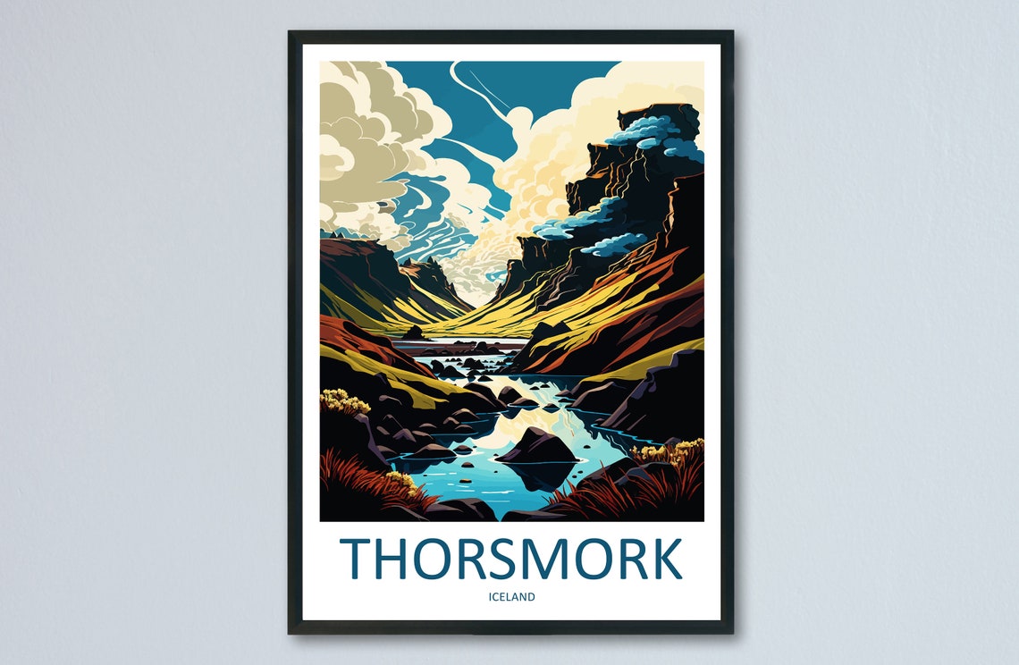 Thorsmork Iceland Glacier Valley Minimal Landscape Travel Poster