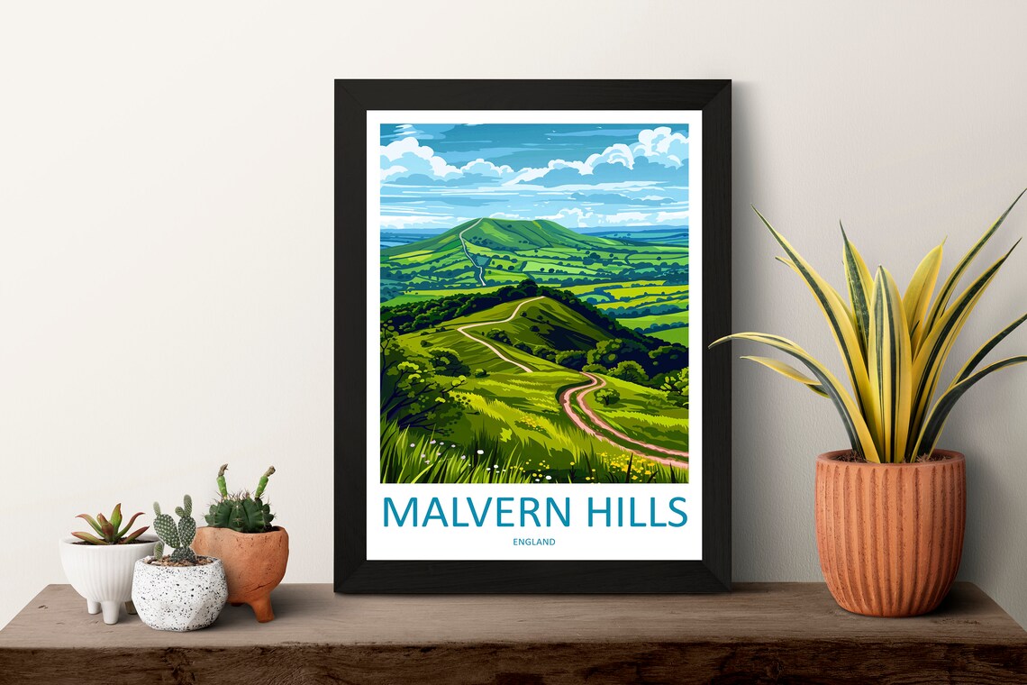 Malvern Hills England Rolling Green Countryside Walking Trail Poster - Image 3