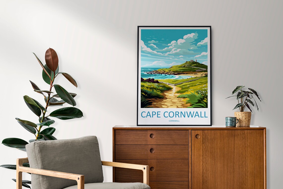 Cape Cornwall Travel Poster, Cornwall Wall Art - Image 2