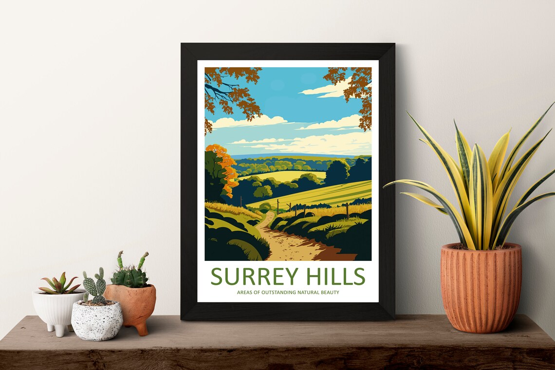 Surrey Hills Travel Poster, Wall Art Print - Image 3