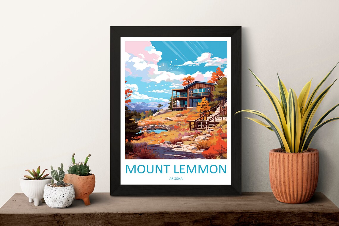 Mount Lemmon Arizona Autumn Cabin Hillside Scene Travel Poster - Image 3