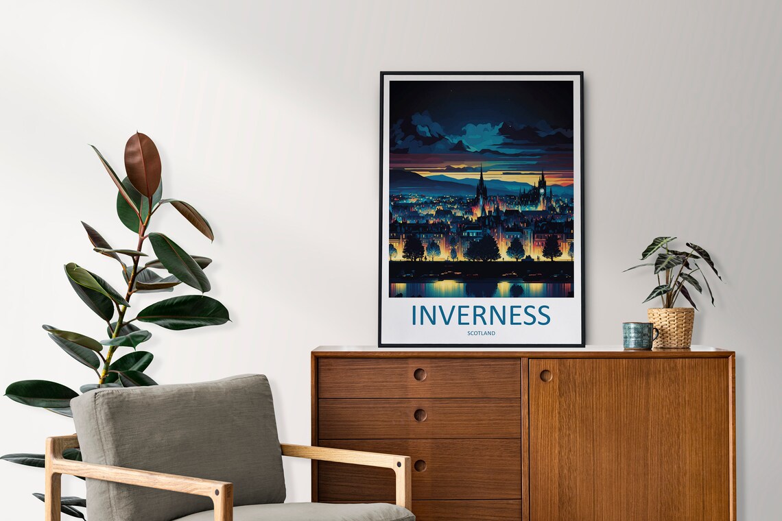 Inverness Cityscape Art Print, Scotland Decor - Image 2