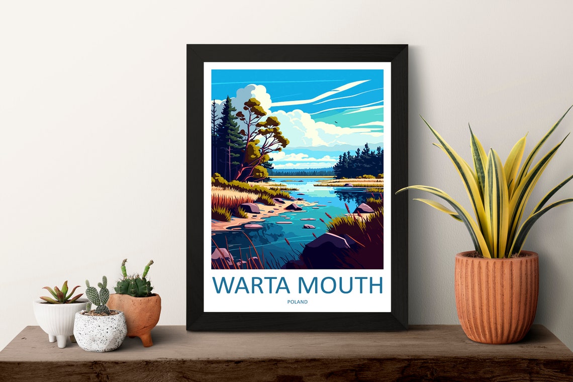 Warta Mouth Poland River Marshlands Birds Retro Style Travel Poster - Image 3