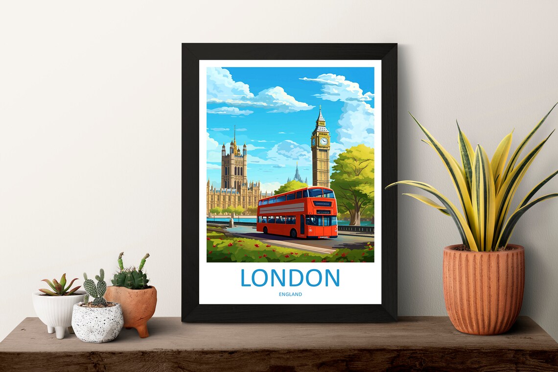 London Travel Poster, England Wall Decor - Image 3