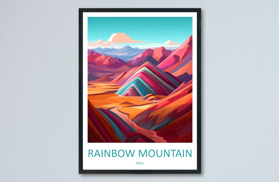 Rainbow Mountain Travel Poster, Peru Wall Art