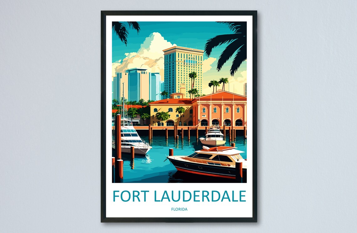 Fort Lauderdale Travel Poster, Florida Wall Art