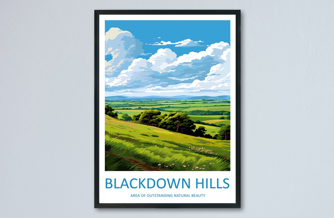 Blackdown Hills England Rolling Green Hills Big Sky Travel Poster