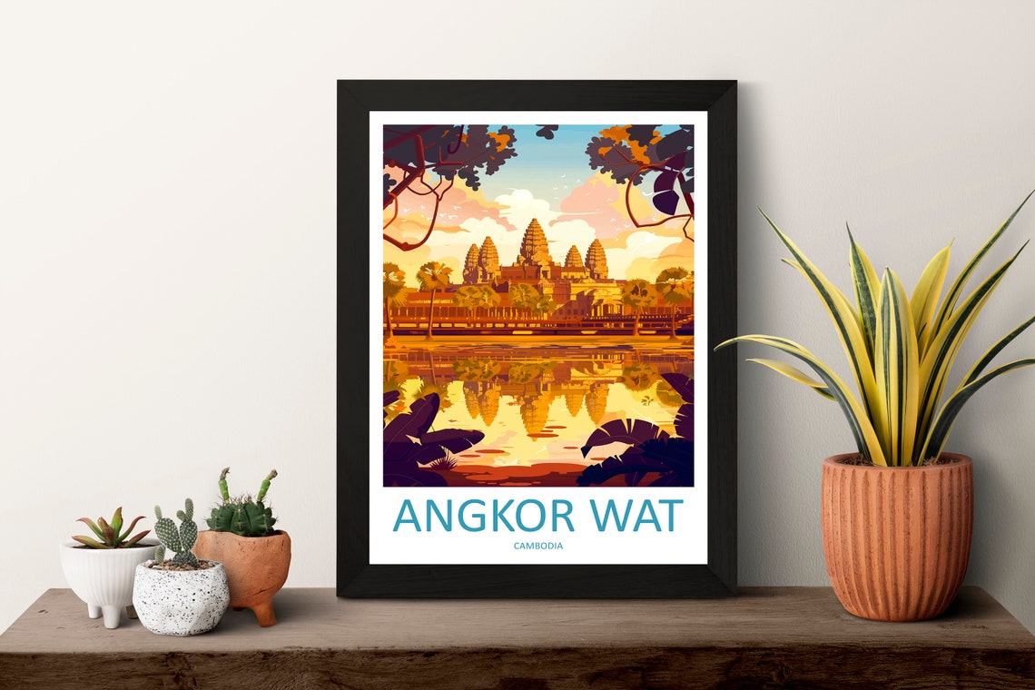 Angkor Wat Cambodia Sunrise Poster with Temple Reflection in Moat - Image 3