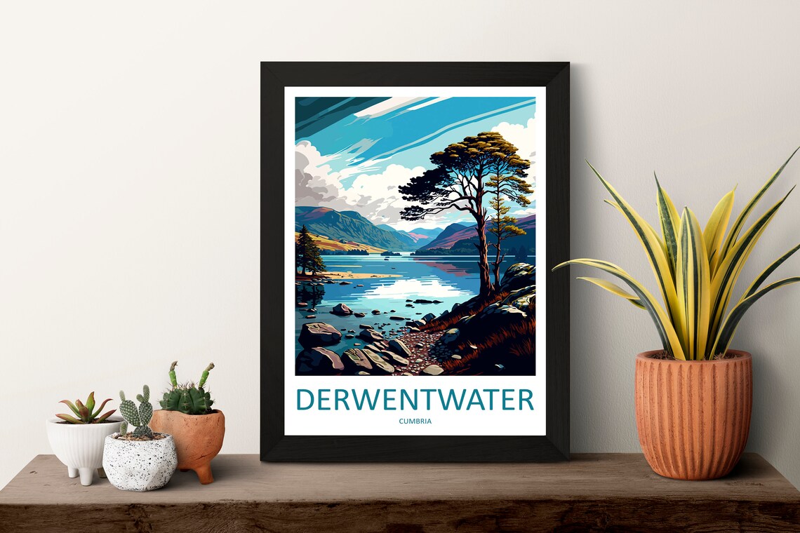 Derwentwater Travel Poster, Lake District Art Print - Image 3