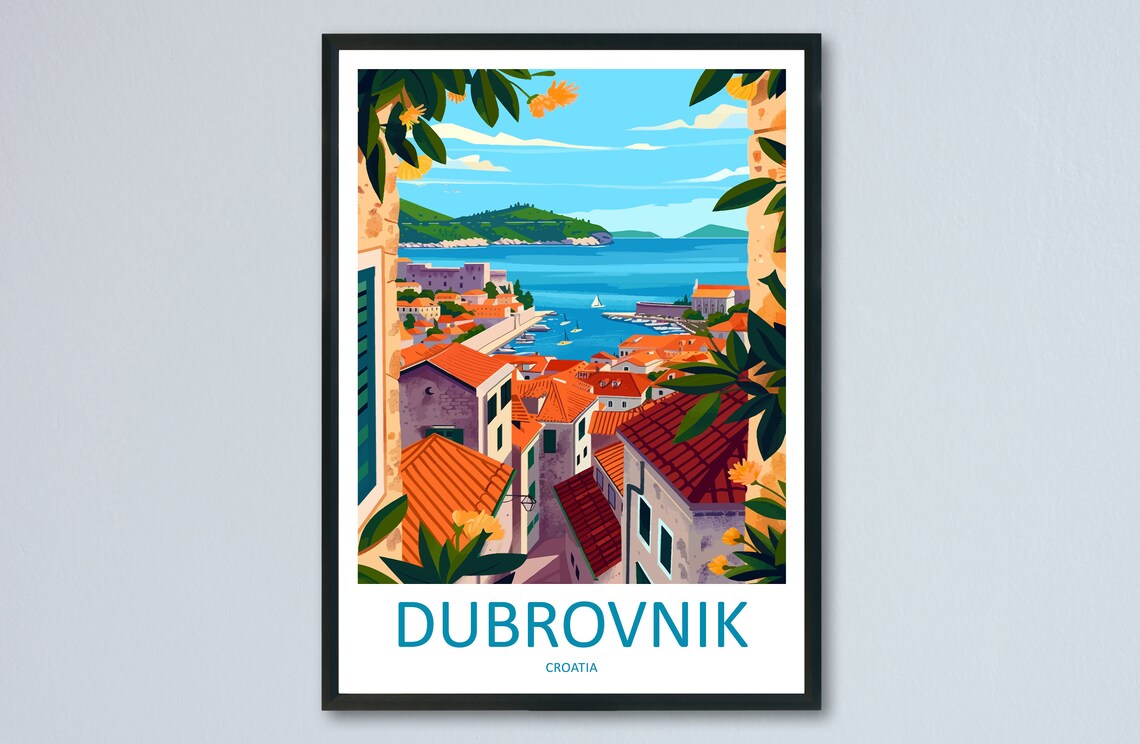 Dubrovnik Travel Poster, Croatia Wall Decor