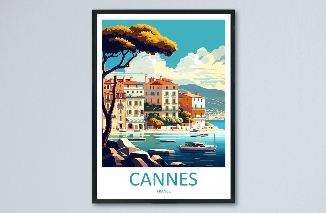 Cannes Travel Poster, France Place Print