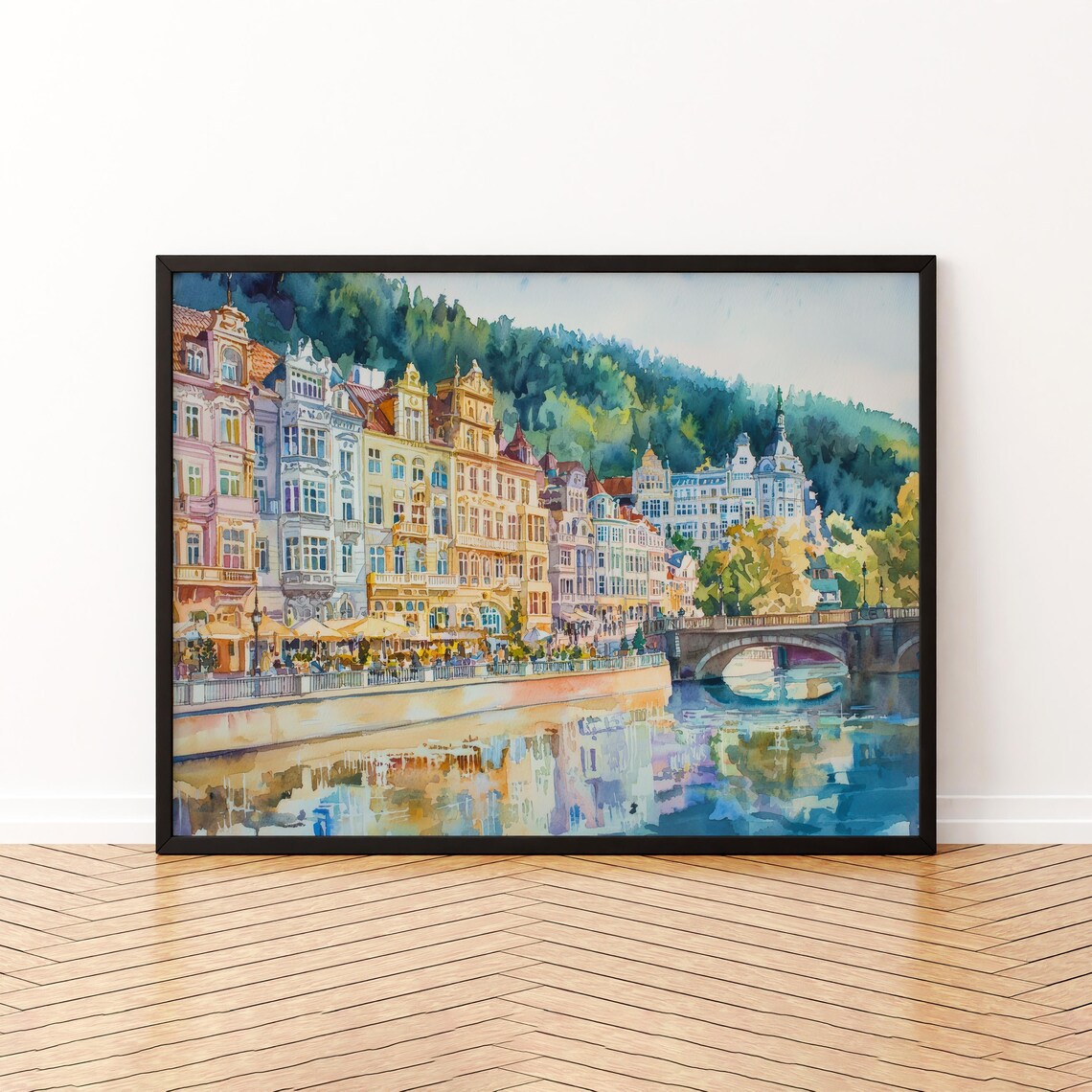 Karlovy Vary Czech Republic Watercolor Travel Poster