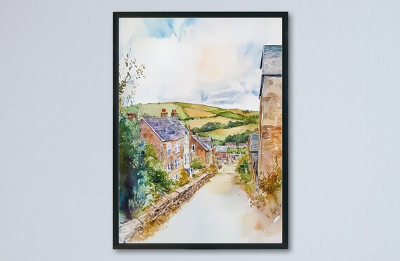 St Austell Quiet Country Lane Rolling Cornish Hills Watercolor Poster