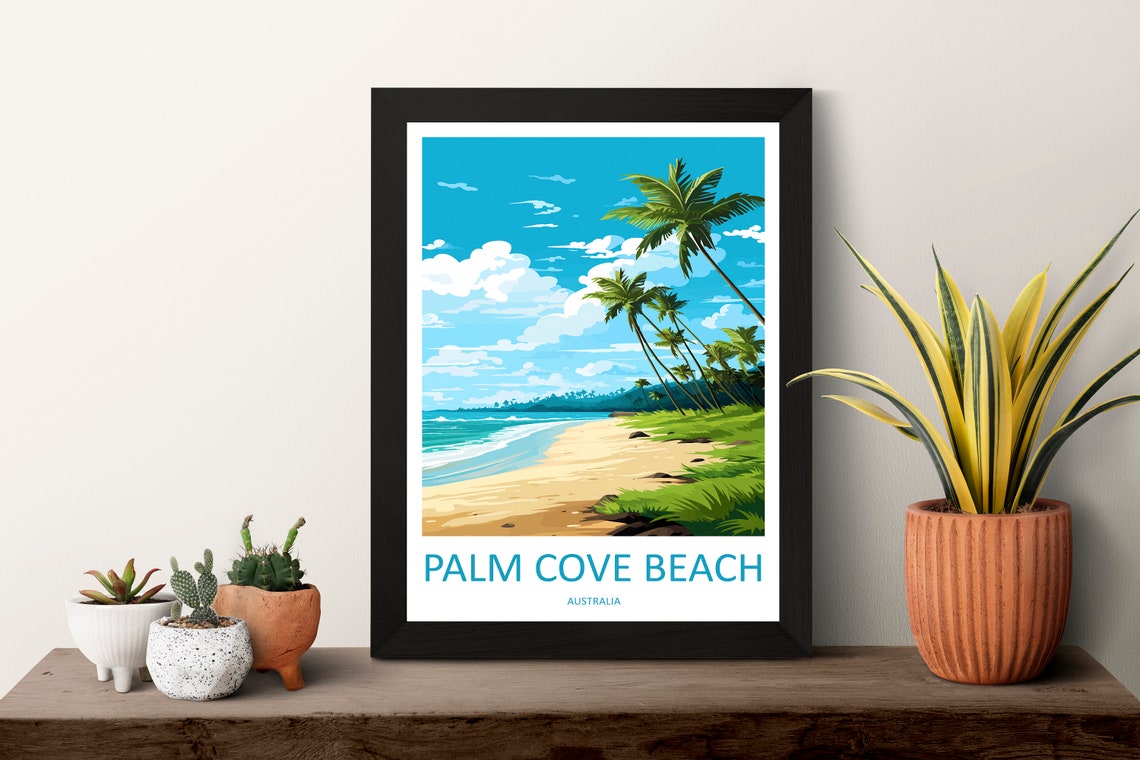 Palm Cove Beach Australia Leaning Palms Turquoise Water Poster - Image 3