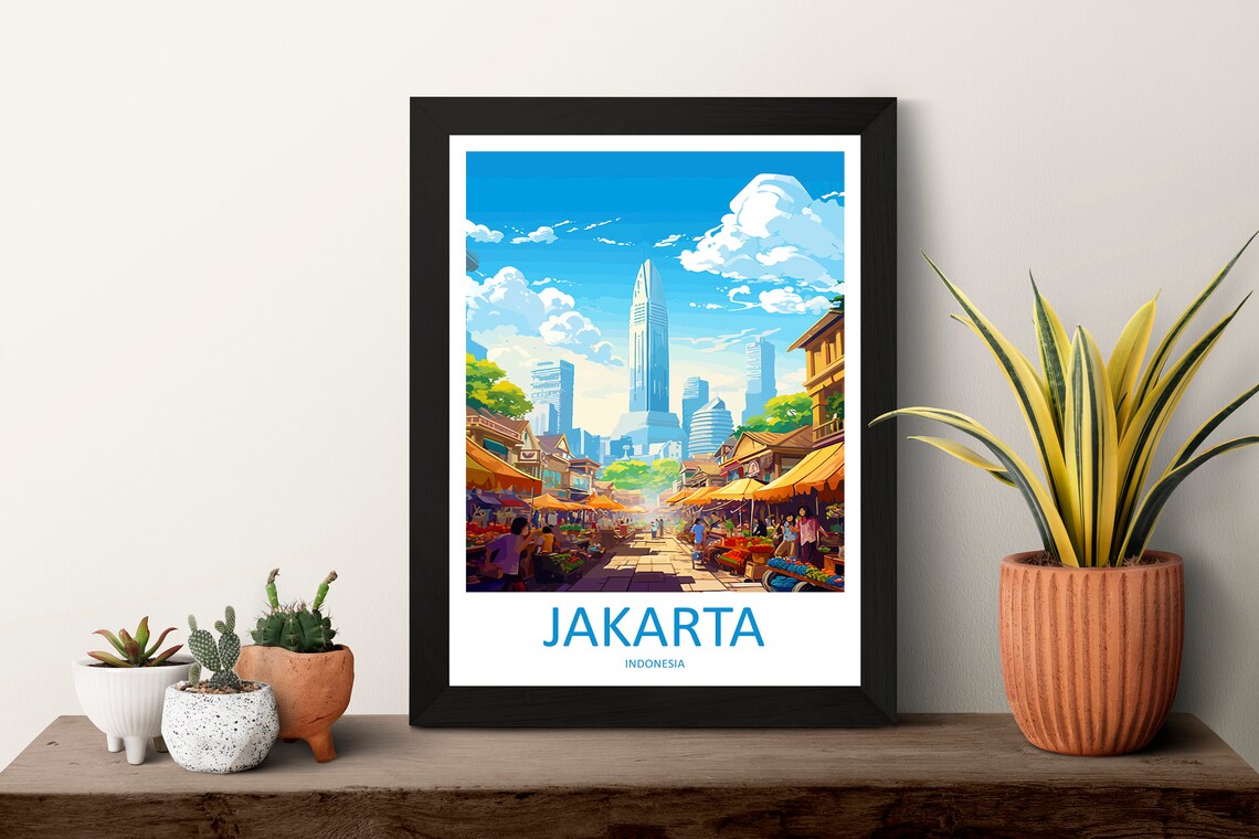 Jakarta Travel Poster, Indonesia Place Print - Image 3