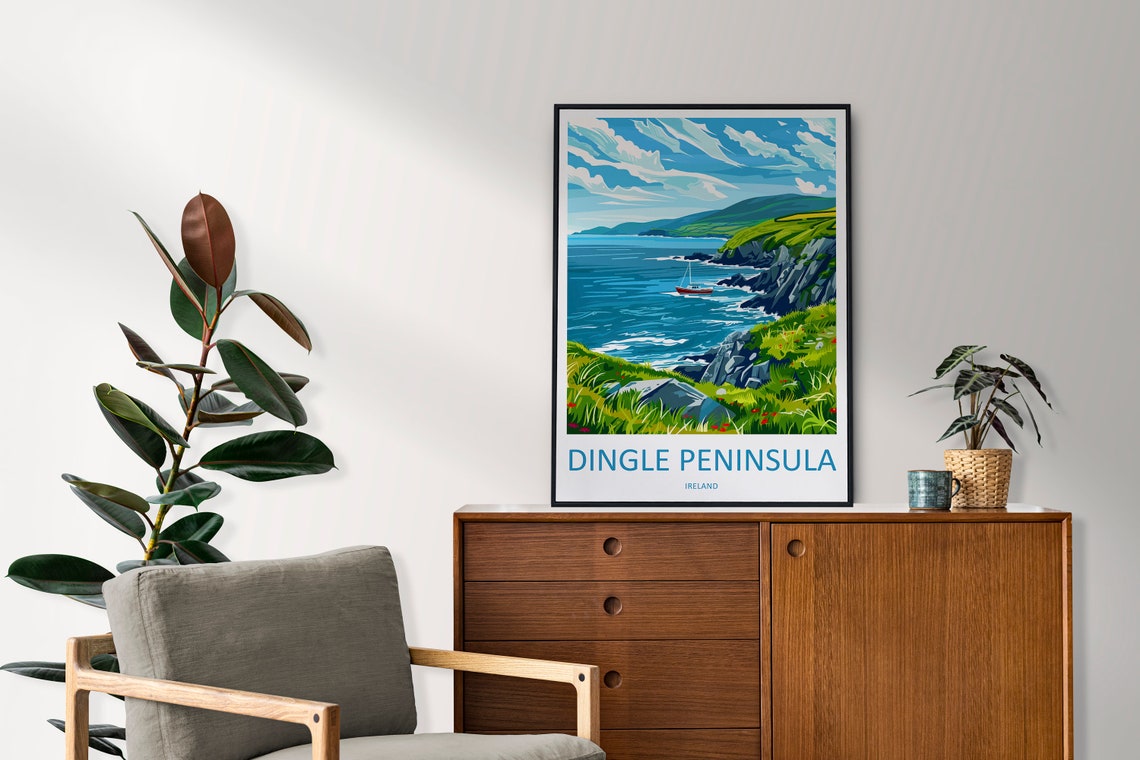 Dingle Peninsula Ireland Green Sea Cliffs Wildflowers Travel Poster - Image 2