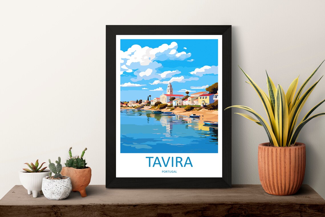 Tavira Portugal River Town Church Tower Fishing Boats Poster - Image 3