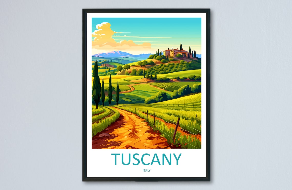 Tuscany Travel Poster, Italy Wall Art Print