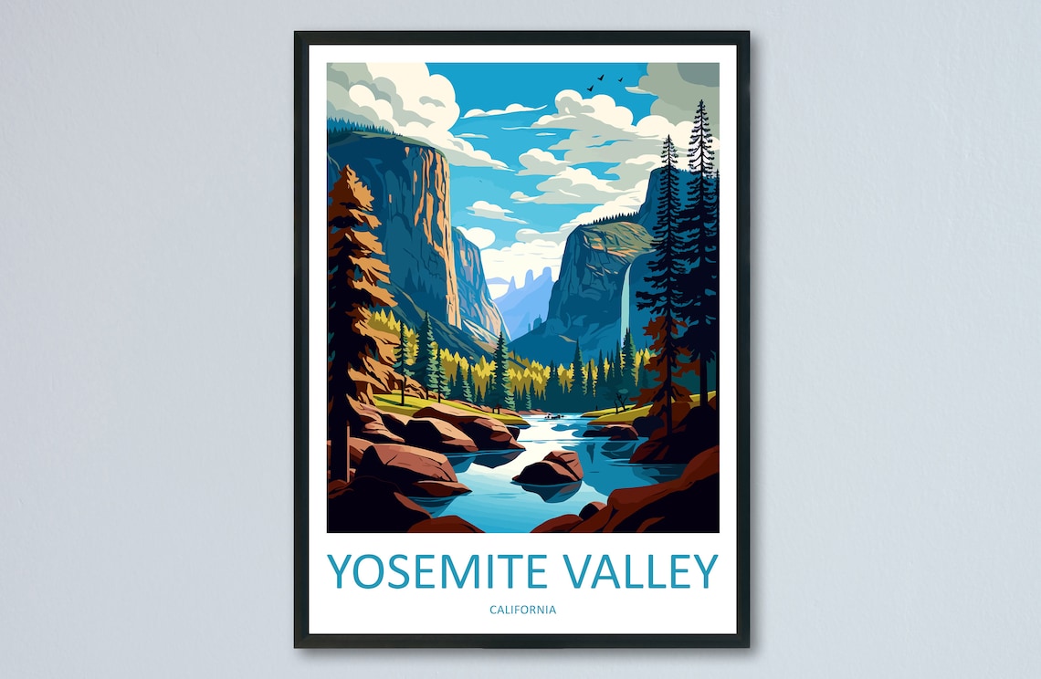 Yosemite Valley National Park Travel Poster, California