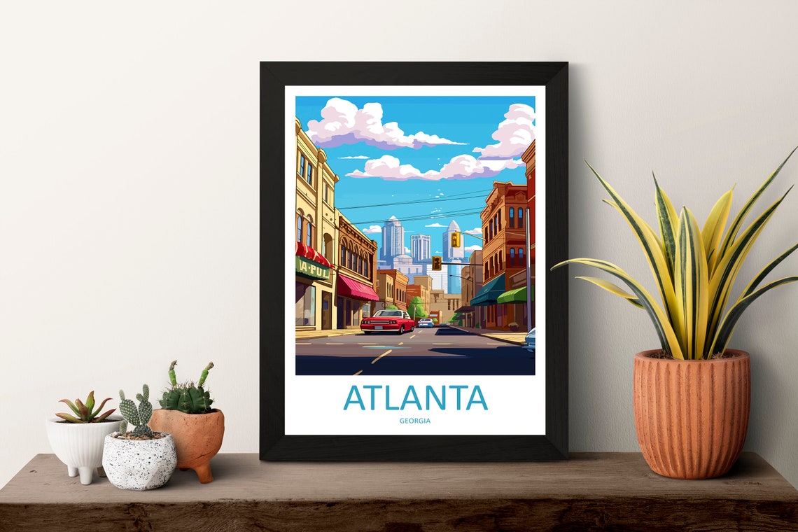 Atlanta Georgia Vibrant Downtown Street Scene With Skyscrapers Poster - Image 3