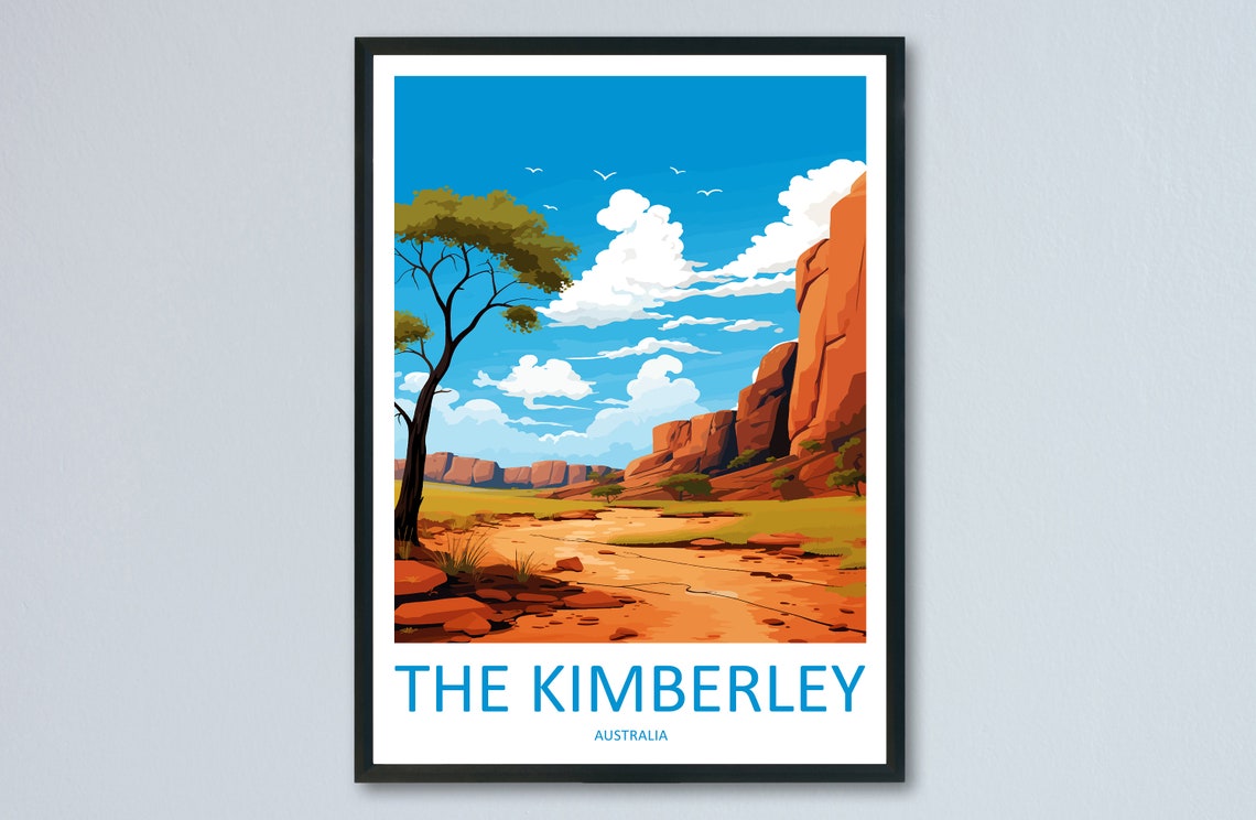 The Kimberley Australia Red Rock Cliffs Under Blue Sky Poster