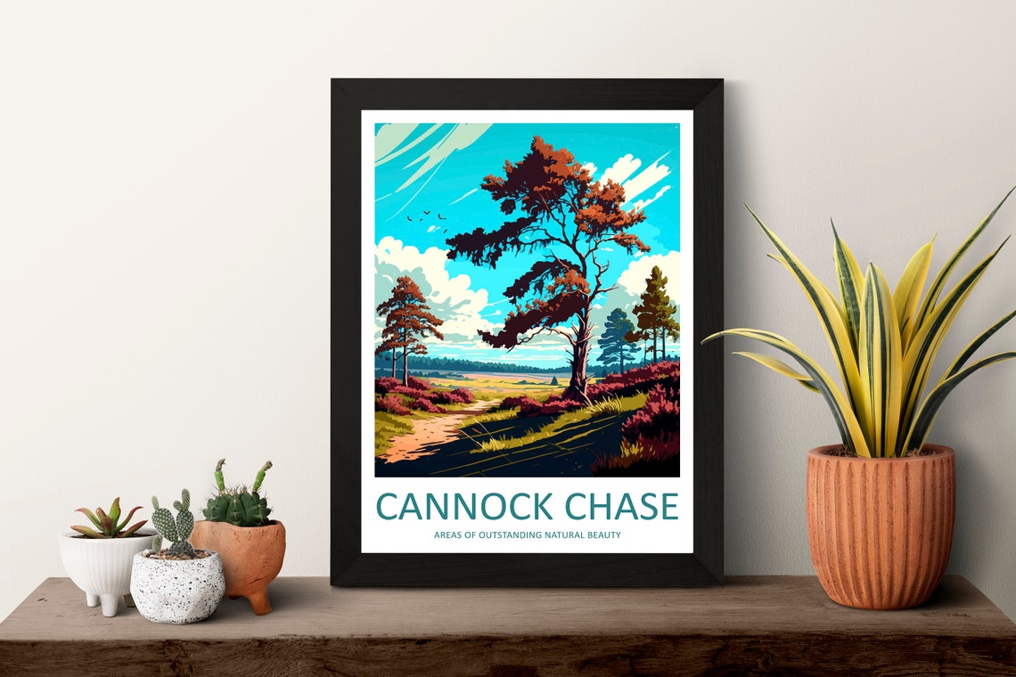 Cannock Chase Heathland Pines Sunset National Landscape Travel Poster - Image 3