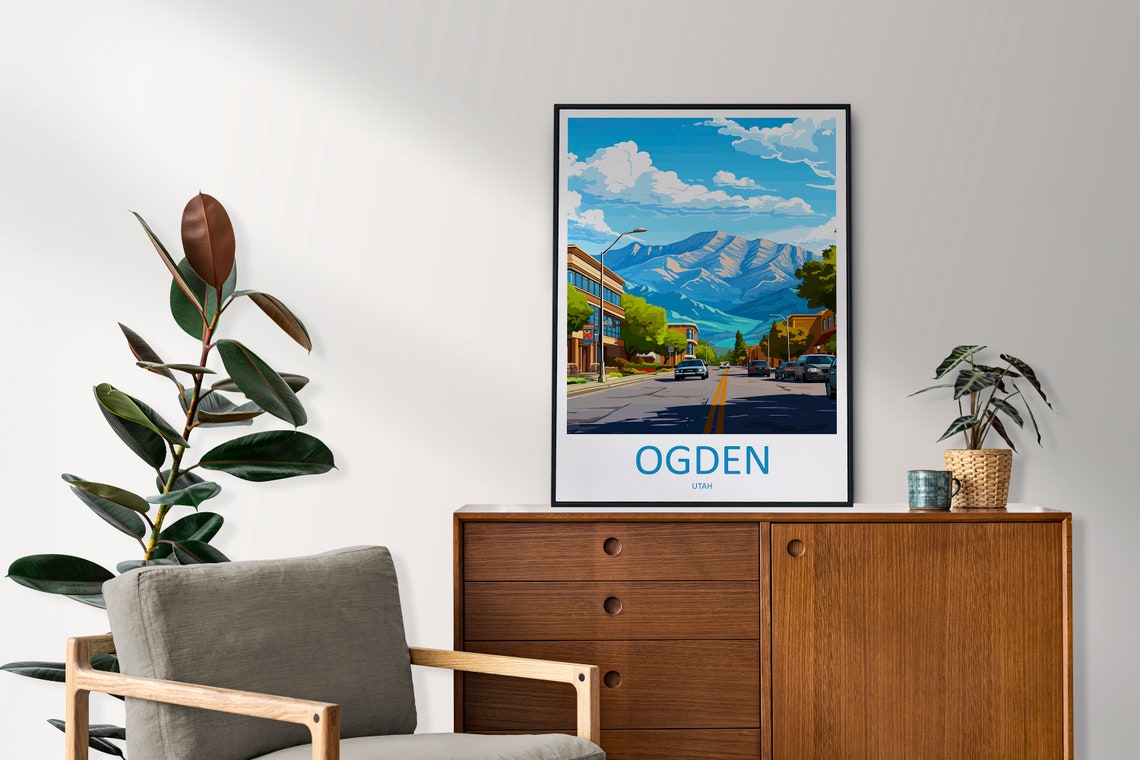 Ogden Utah Historic Downtown Street Wasatch Mountains Poster - Image 2