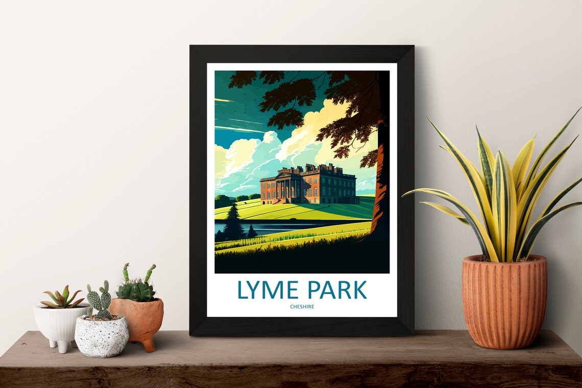 Lyme Park Cheshire Historic Manor House Illustration Travel Poster - Image 3