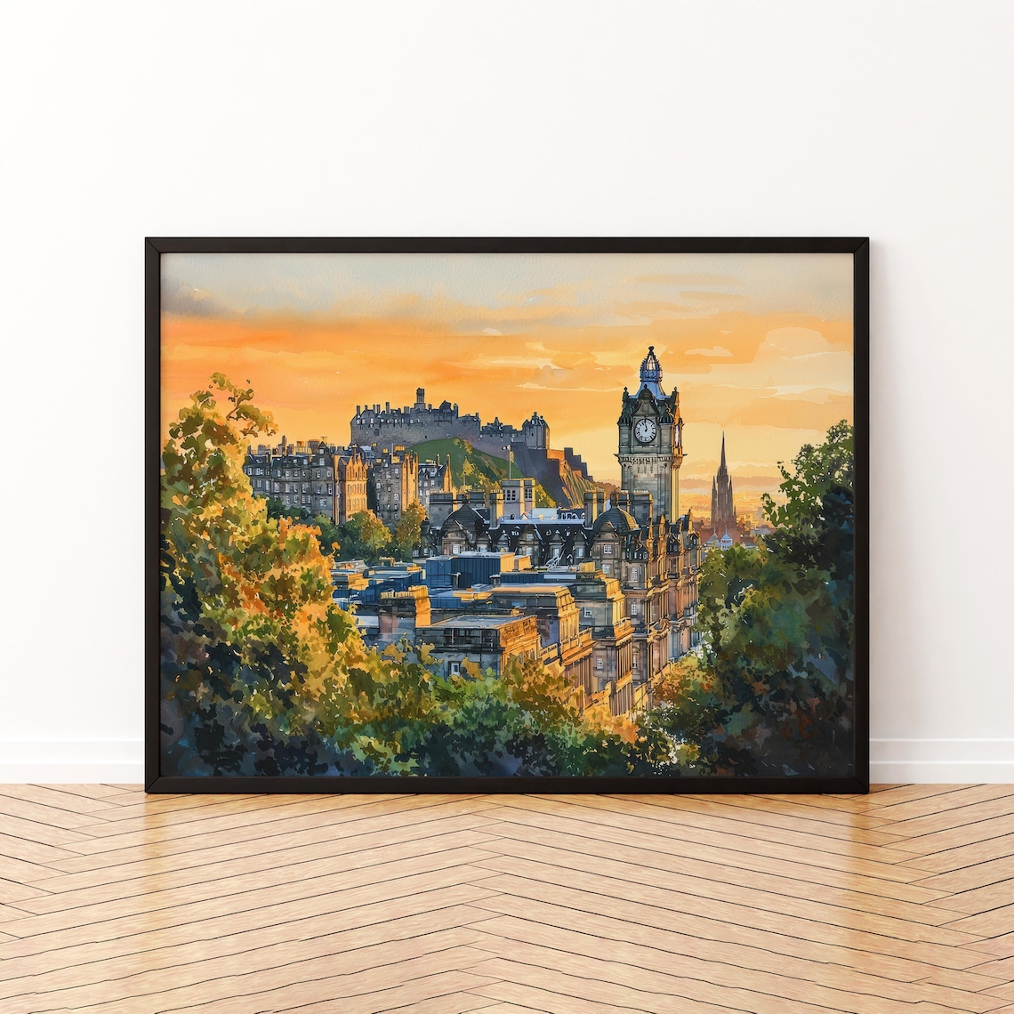 Edinburgh Castle Scotland Watercolor Travel Poster