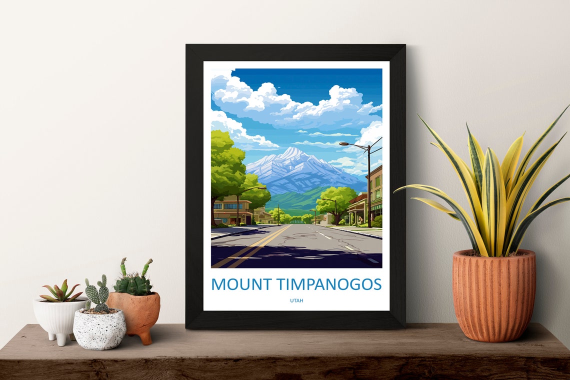 Mount Timpanogos Utah Mountain Town Vintage Street View Poster - Image 3