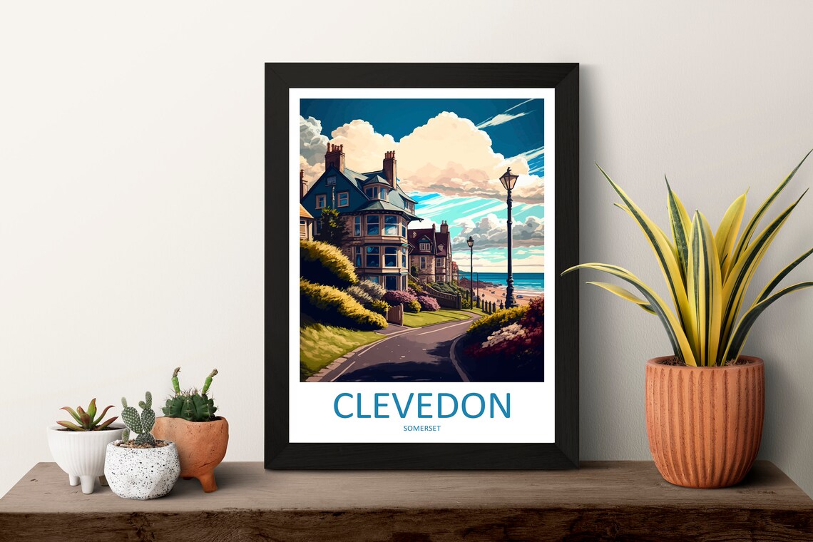 Clevedon Somerset Coastal Victorian Seaside Houses Travel Poster - Image 3