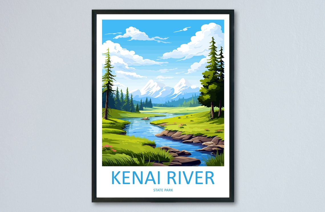 Kenai River State Park Wild Spruce Forest Stream View Poster