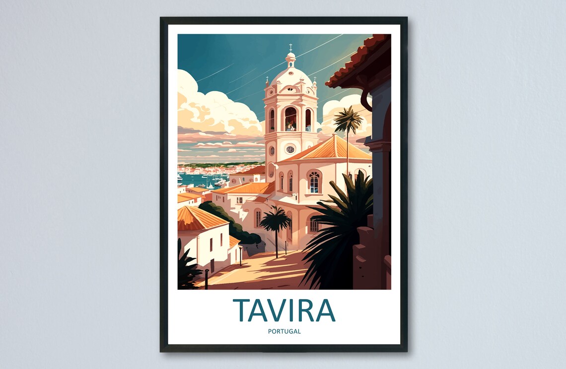 Tavira Travel Poster, Portugal Wall Decor