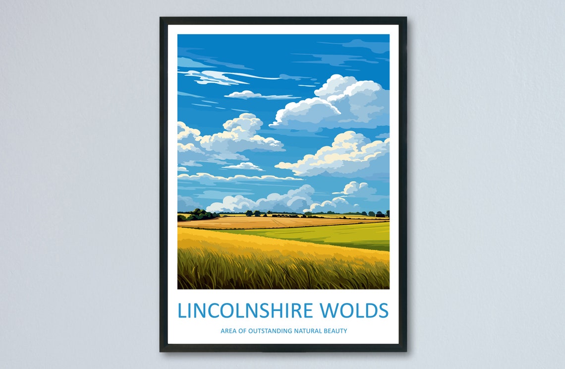 Lincolnshire Wolds Golden Wheat Field Under a Big Summer Sky Poster